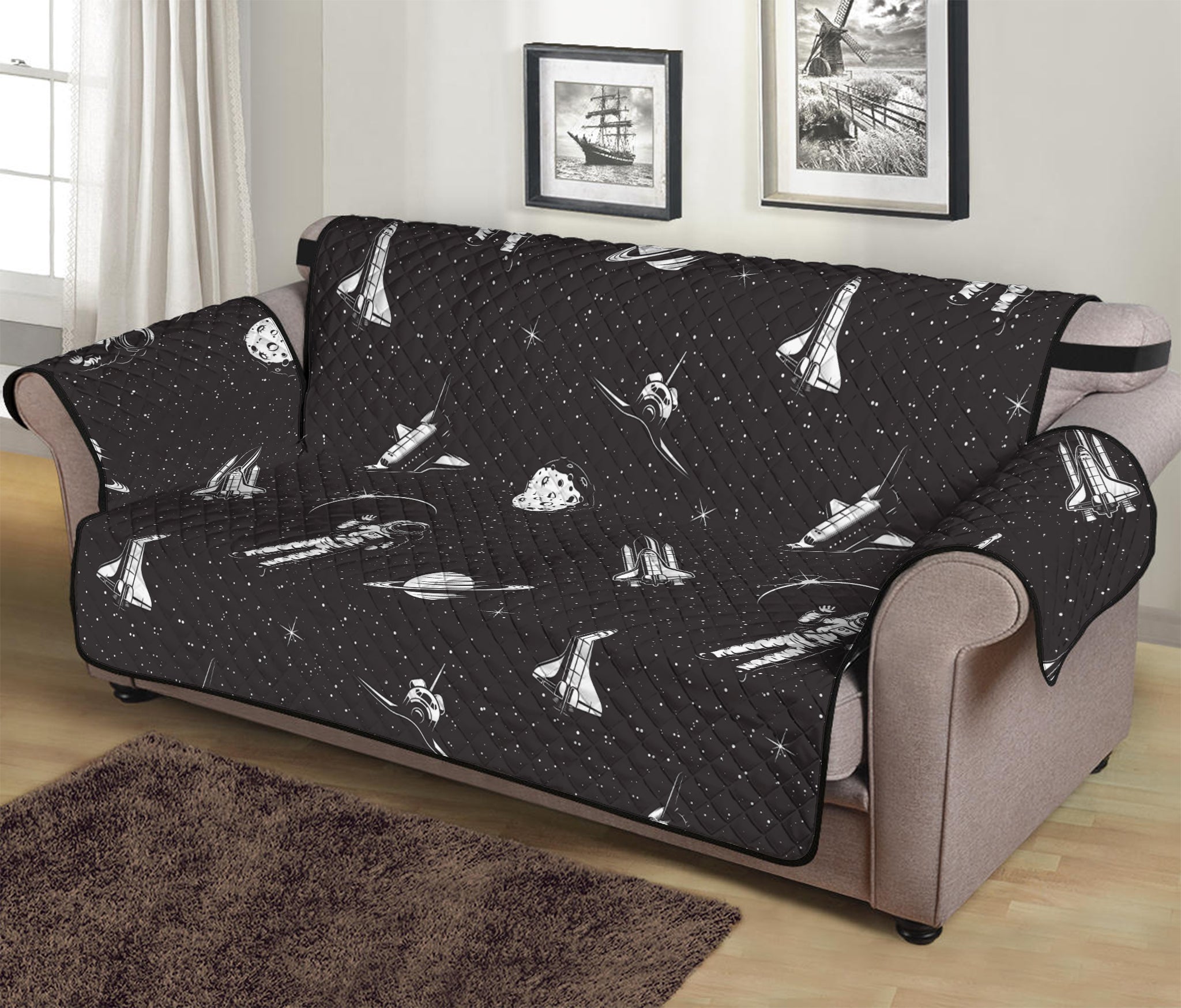 Astronaut In Space Pattern Print Sofa Protector