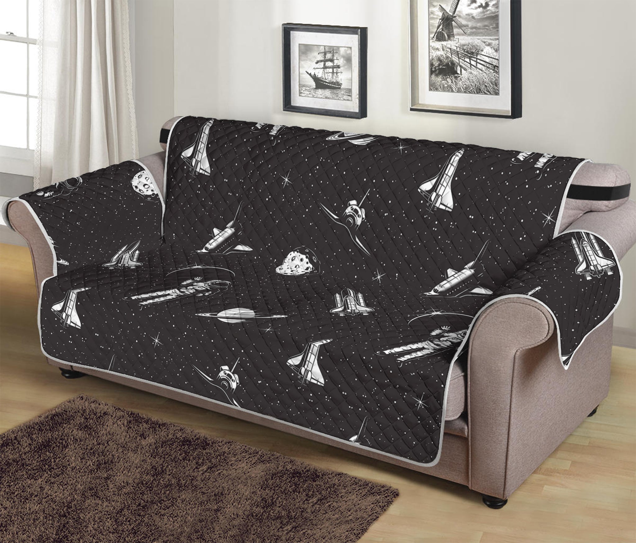 Astronaut In Space Pattern Print Sofa Protector