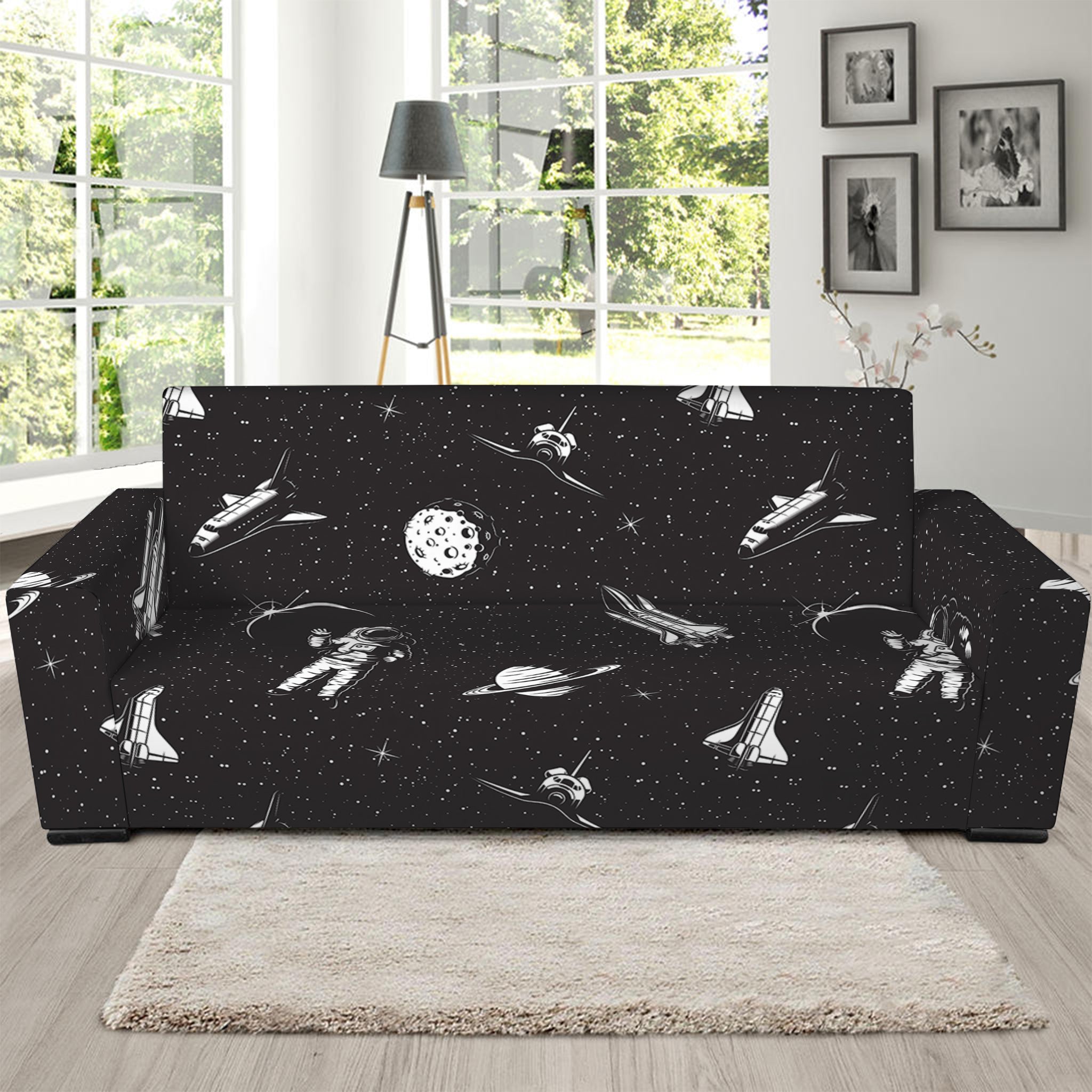 Astronaut In Space Pattern Print Sofa Slipcover