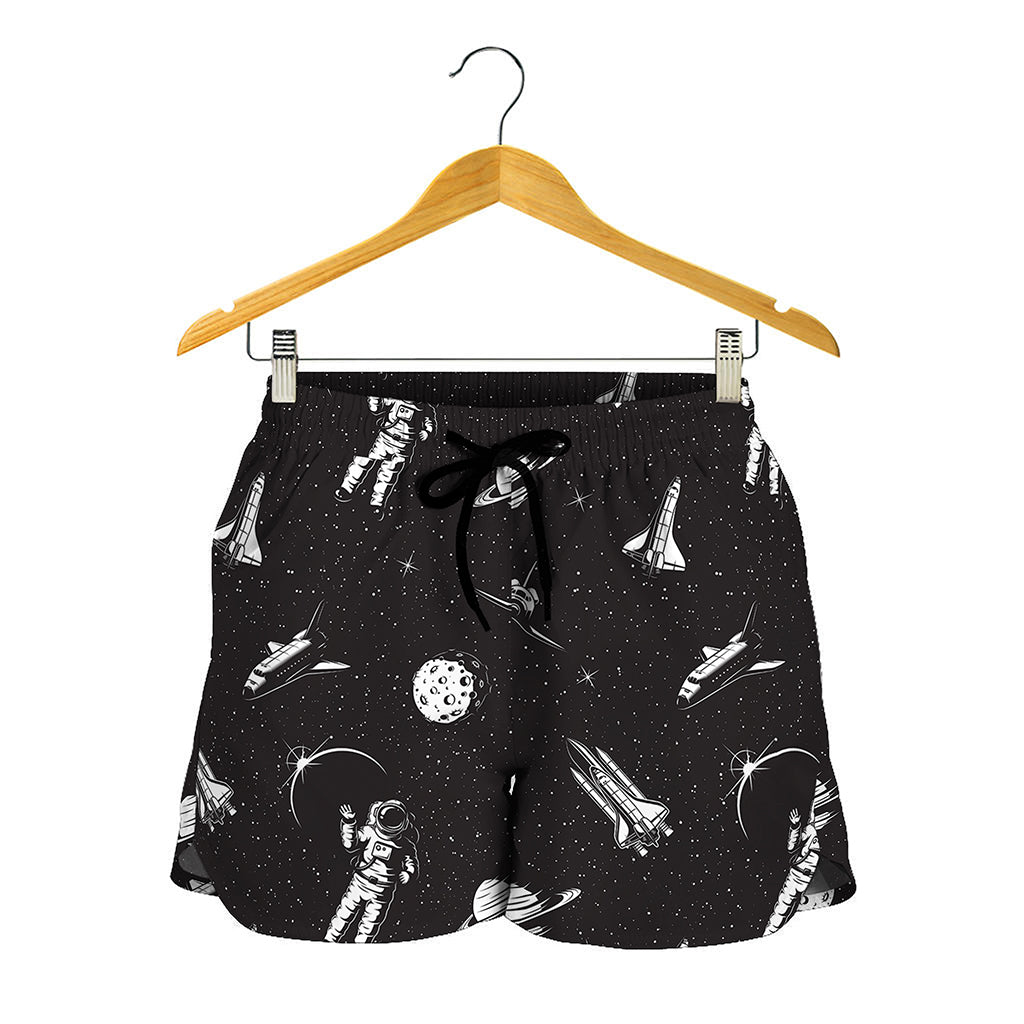 Astronaut In Space Pattern Print Women's Shorts