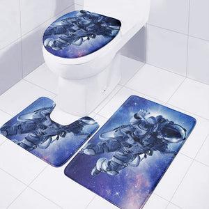 Astronaut On Space Mission Print 3 Piece Bath Mat Set