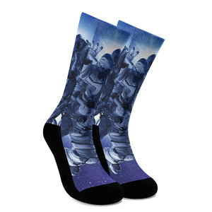 Astronaut On Space Mission Print Crew Socks