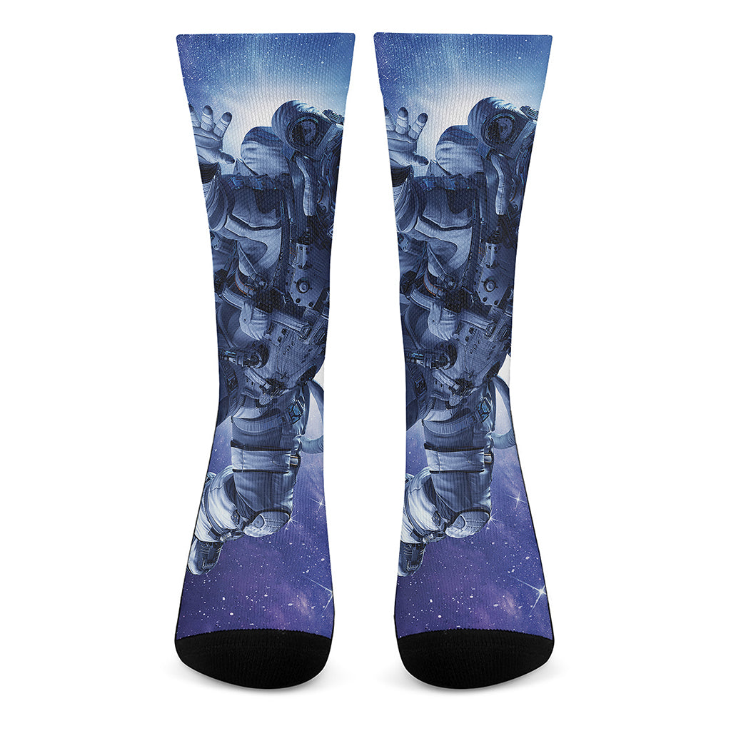 Astronaut On Space Mission Print Crew Socks