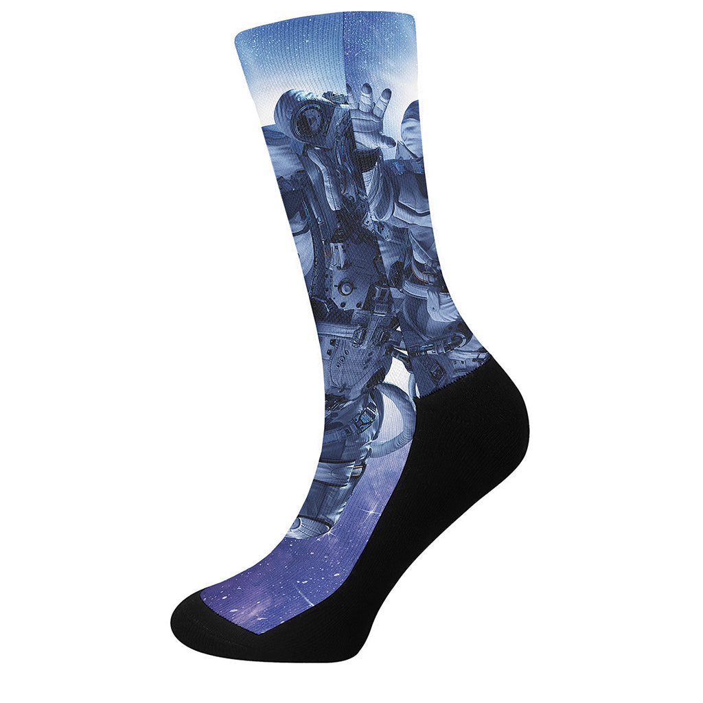 Astronaut On Space Mission Print Crew Socks