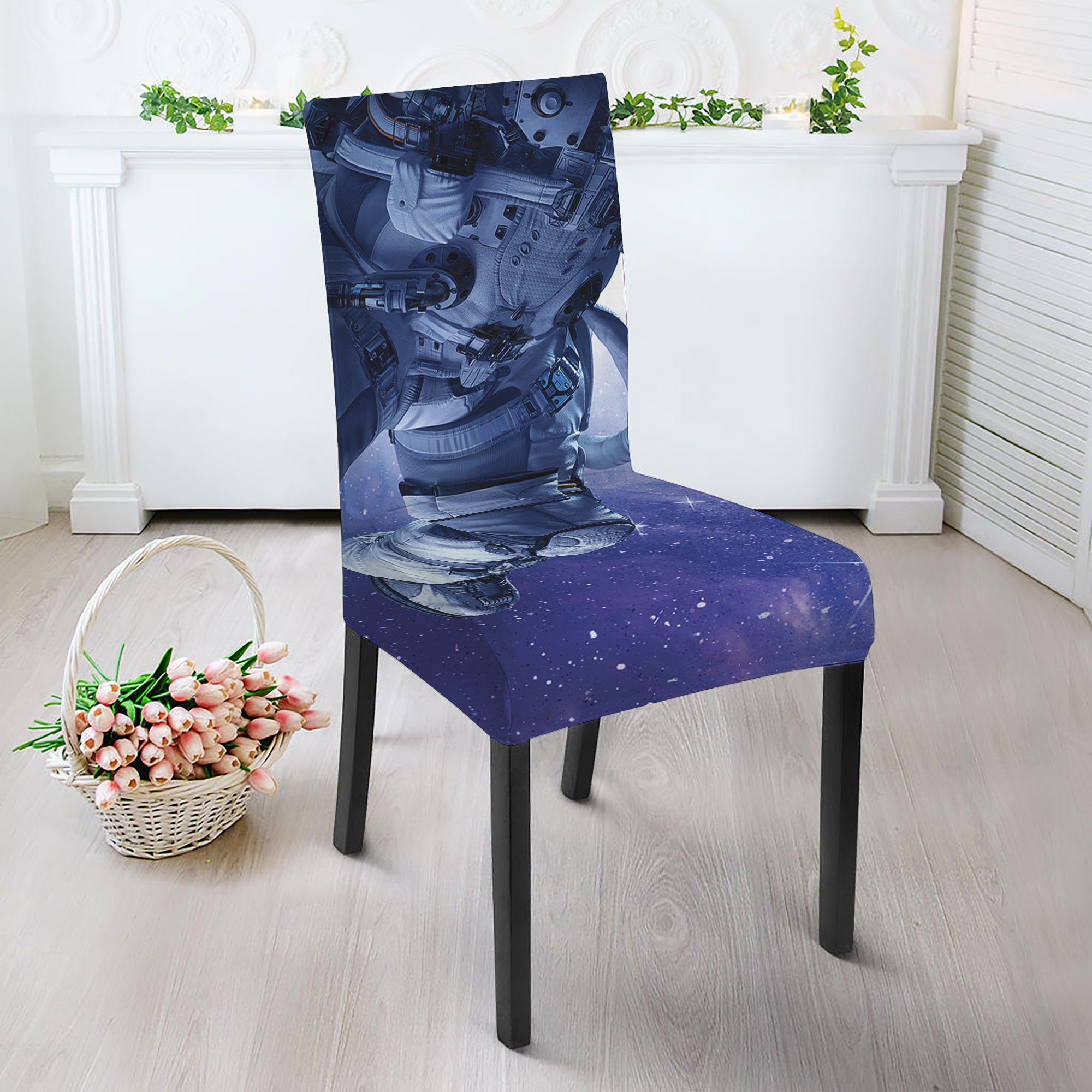 Astronaut On Space Mission Print Dining Chair Slipcover