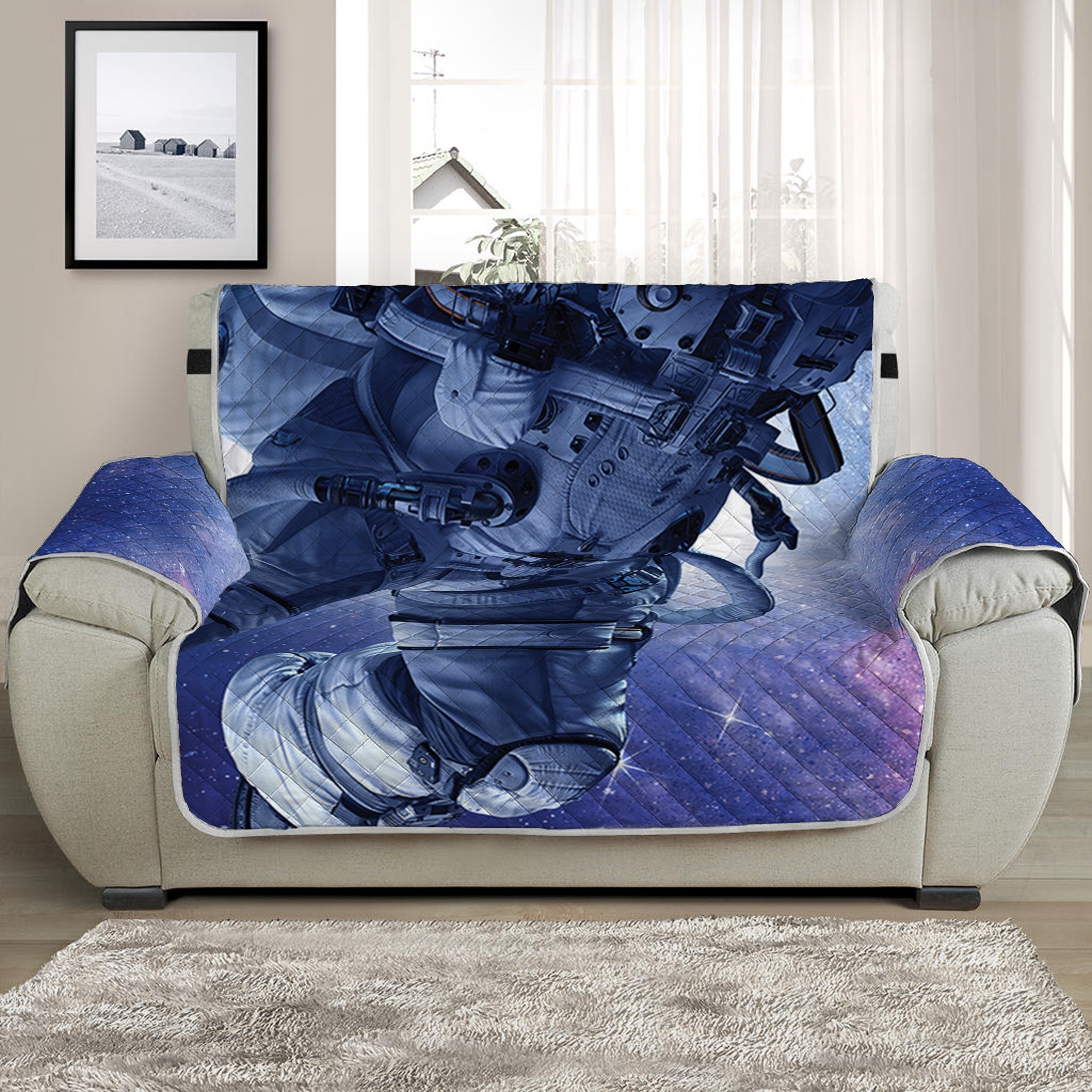 Astronaut On Space Mission Print Half Sofa Protector