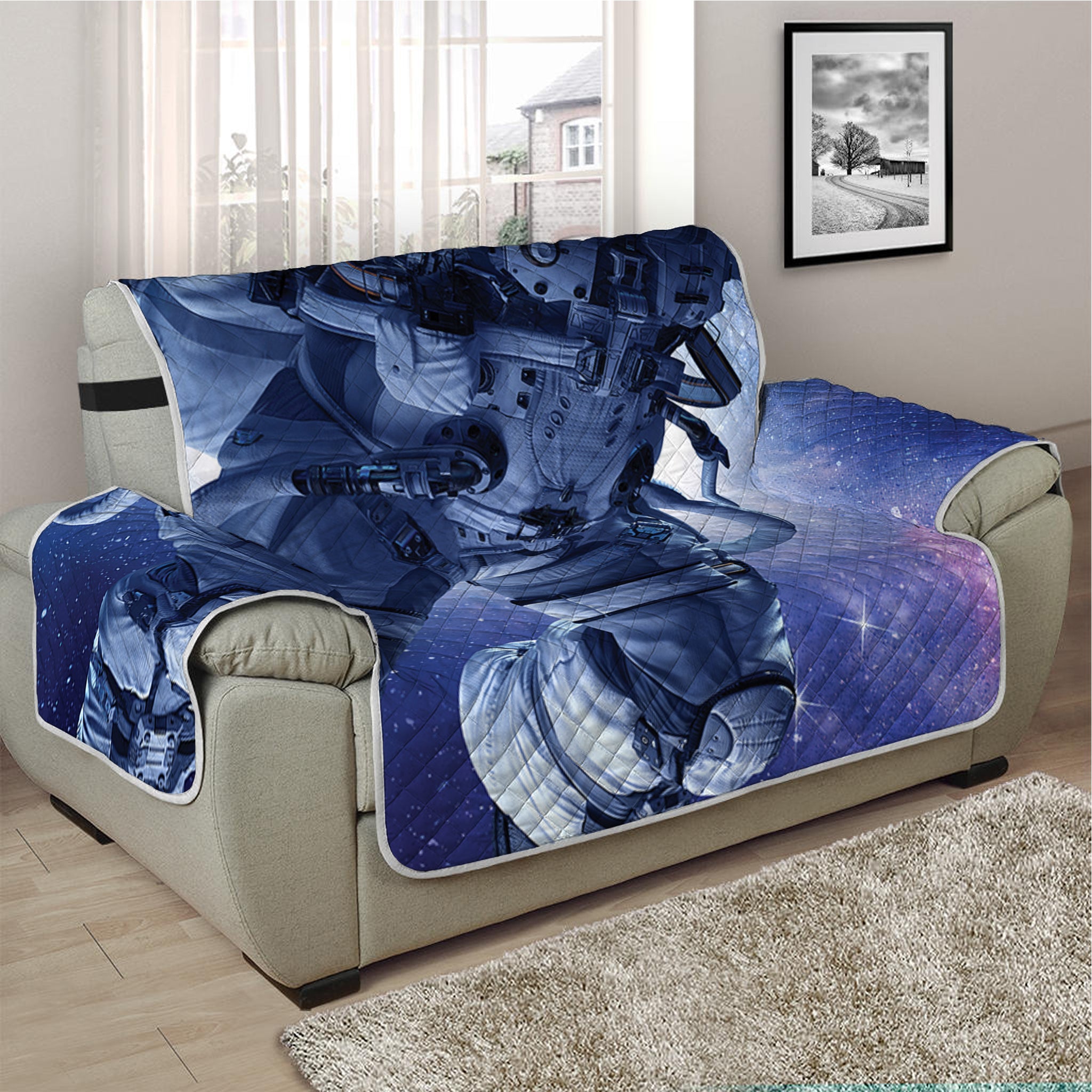 Astronaut On Space Mission Print Half Sofa Protector