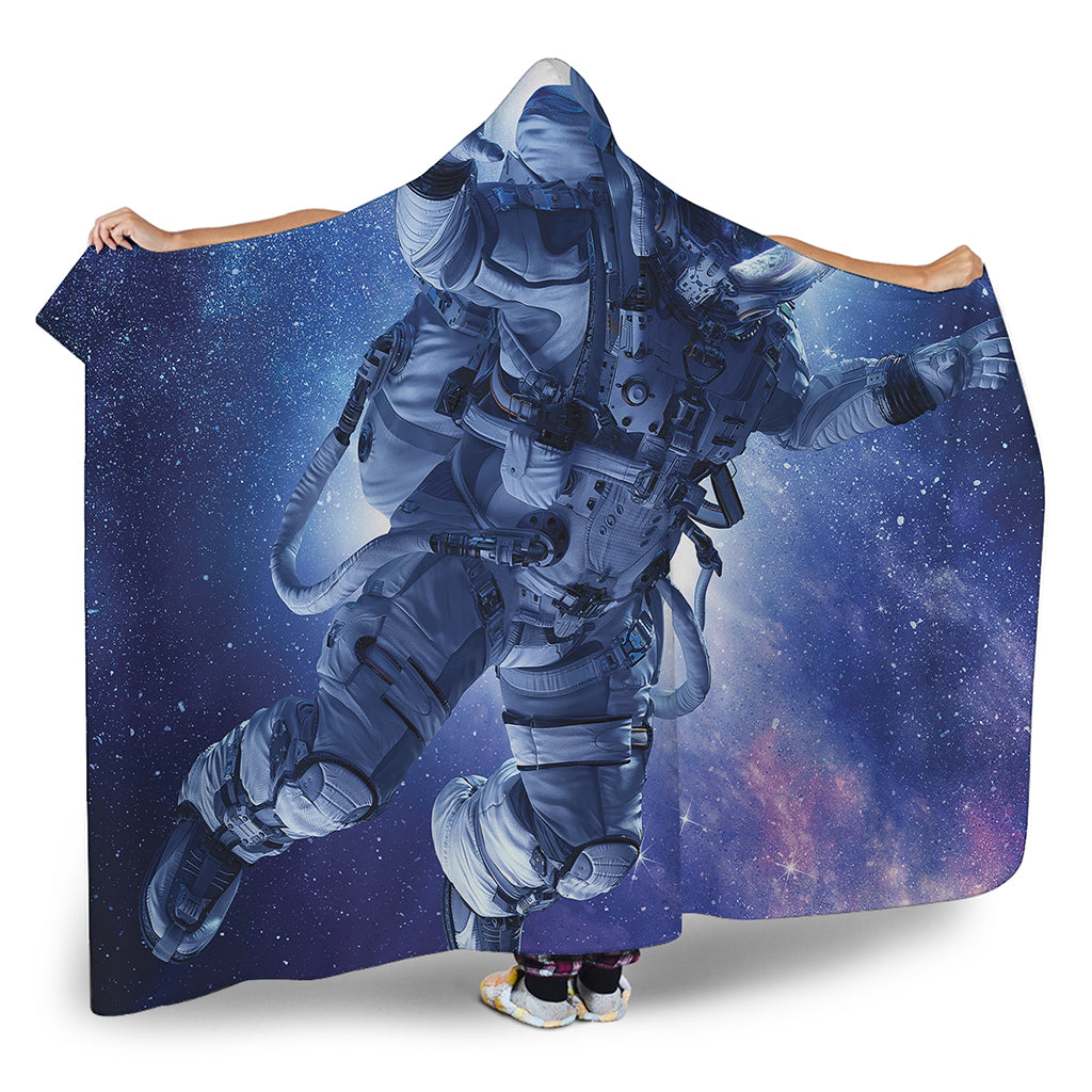 Astronaut On Space Mission Print Hooded Blanket