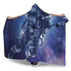 Astronaut On Space Mission Print Hooded Blanket