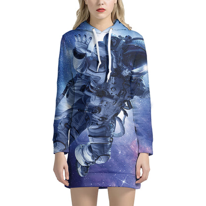 Astronaut On Space Mission Print Hoodie Dress