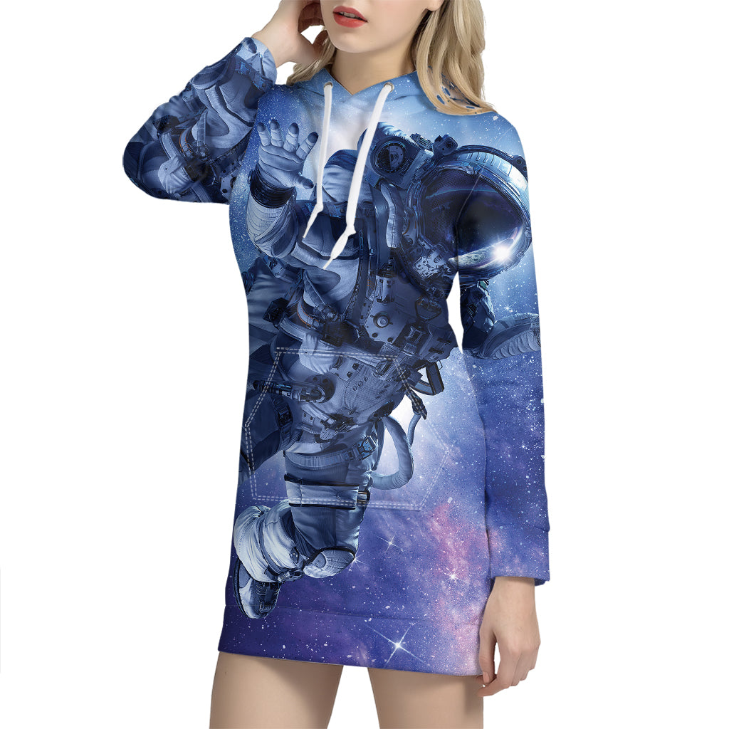 Astronaut On Space Mission Print Hoodie Dress