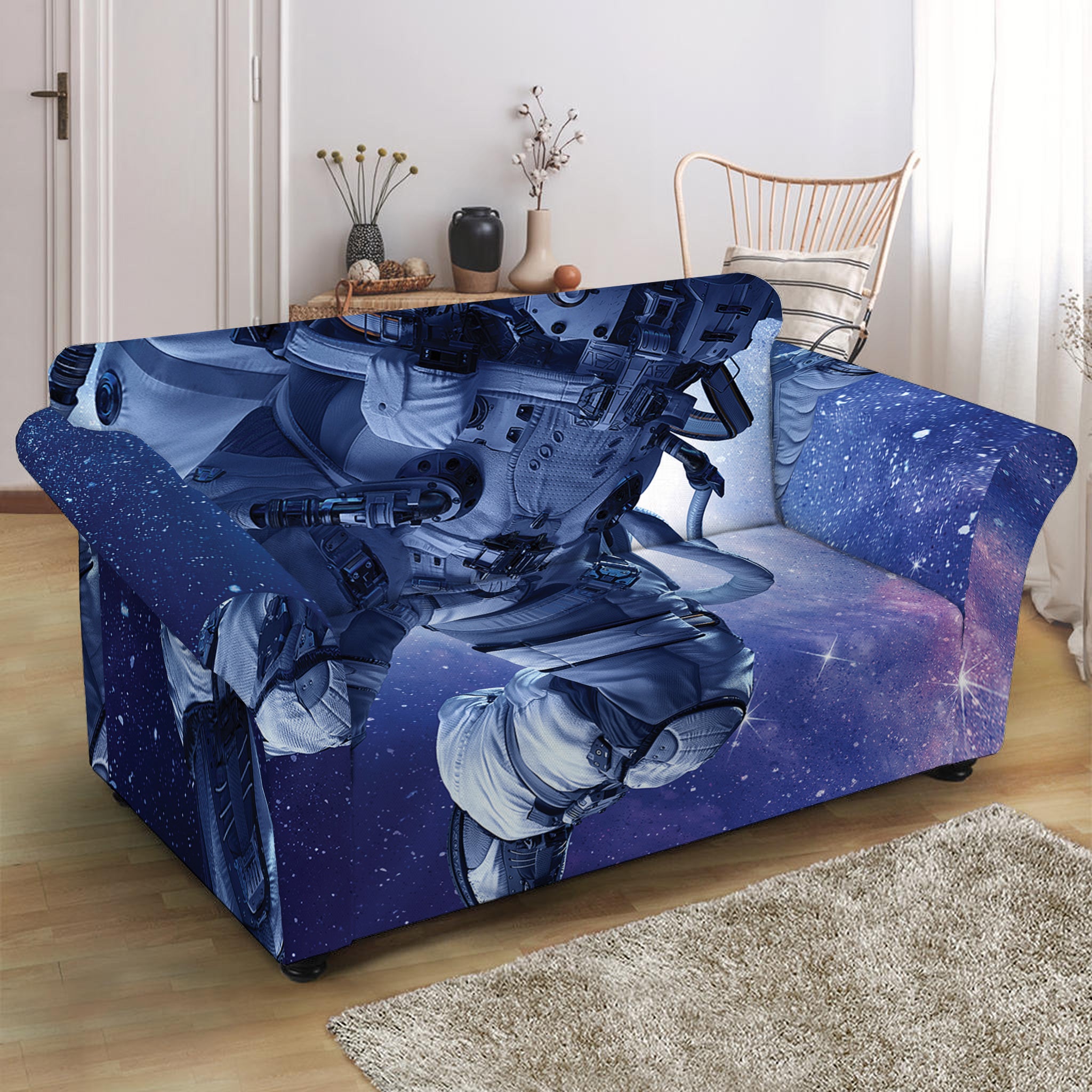 Astronaut On Space Mission Print Loveseat Slipcover