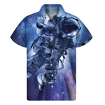 Astronaut On Space Mission Print Men's Short Sleeve Shirt