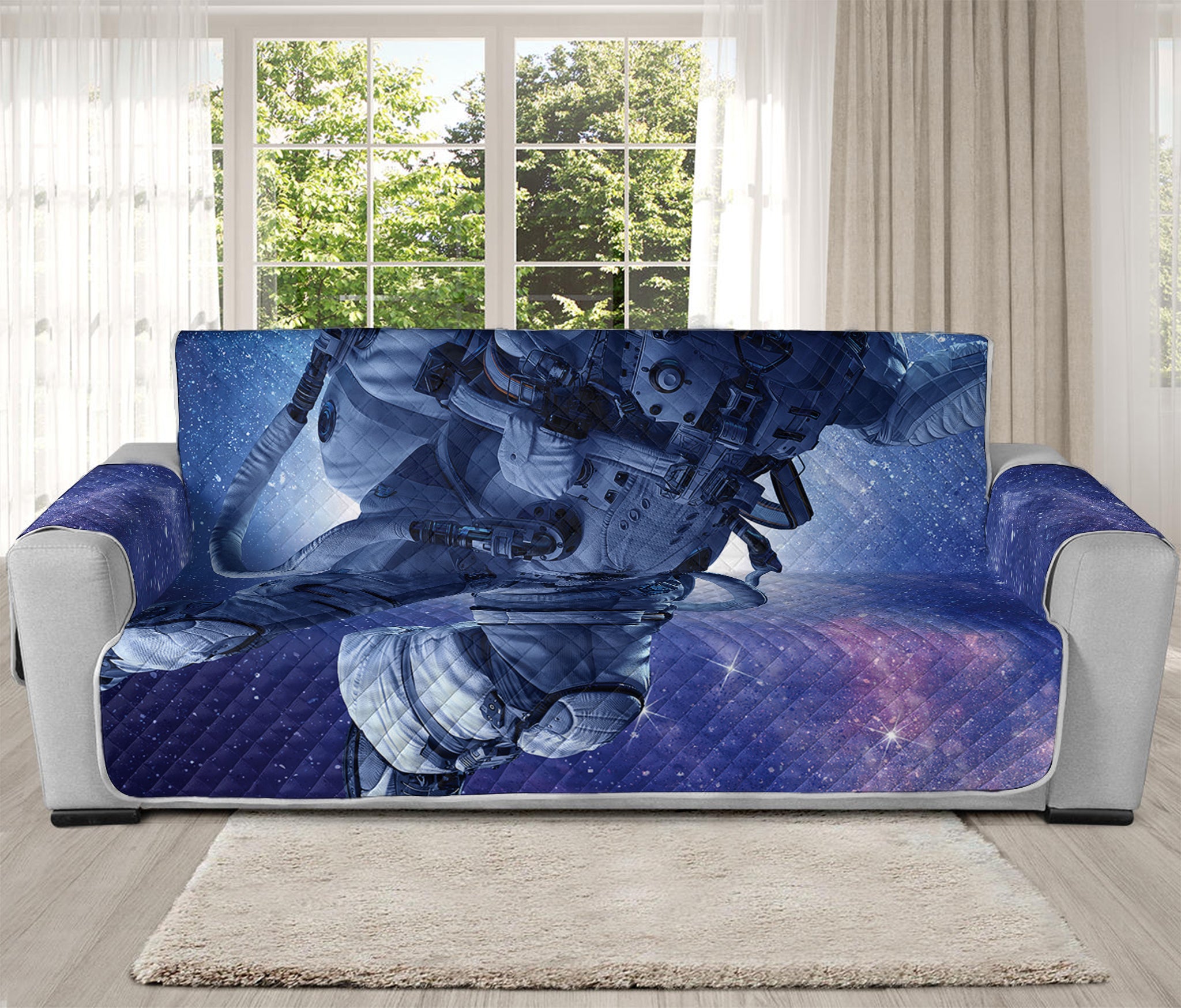 Astronaut On Space Mission Print Oversized Sofa Protector