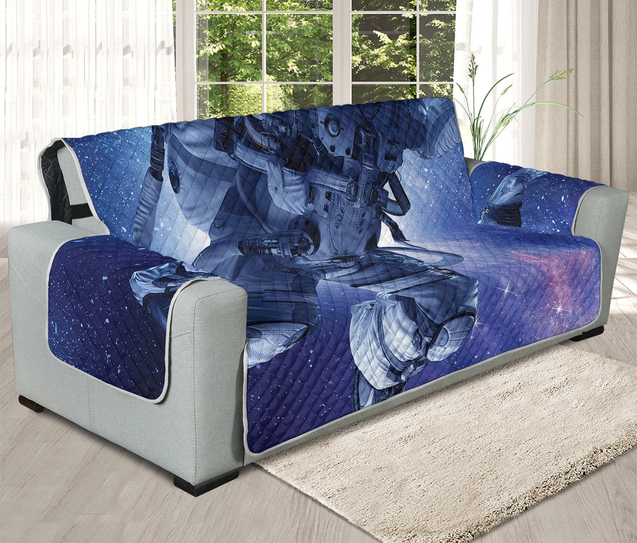 Astronaut On Space Mission Print Oversized Sofa Protector