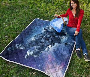 Astronaut On Space Mission Print Quilt