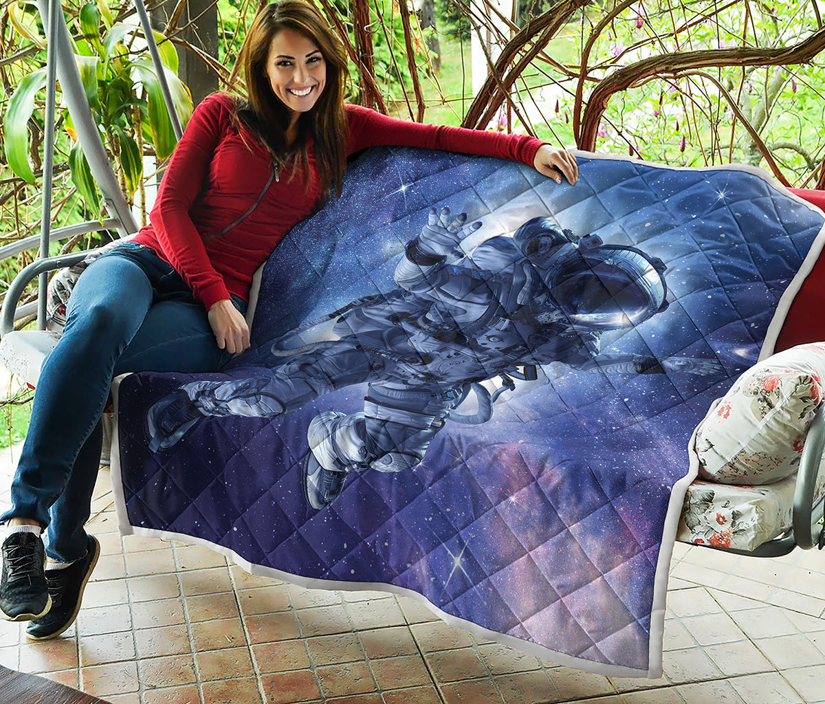 Astronaut On Space Mission Print Quilt