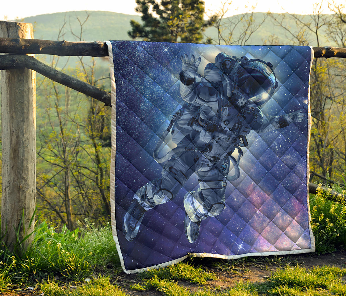 Astronaut On Space Mission Print Quilt