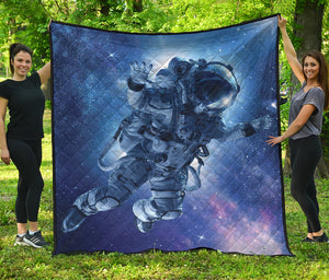 Astronaut On Space Mission Print Quilt