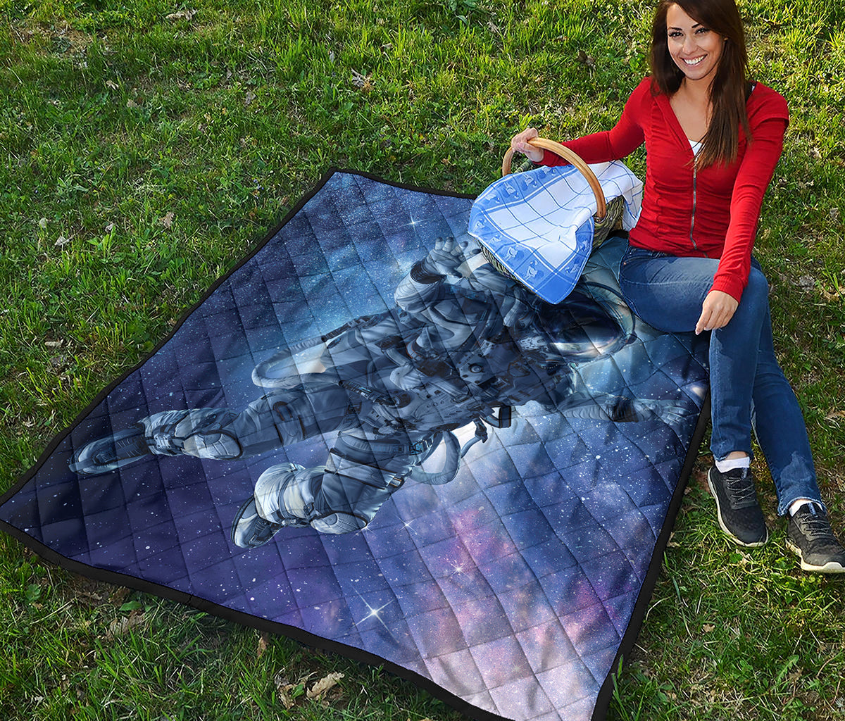 Astronaut On Space Mission Print Quilt