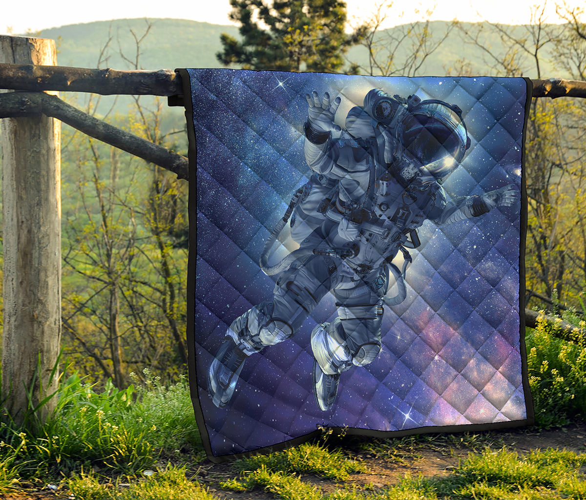 Astronaut On Space Mission Print Quilt