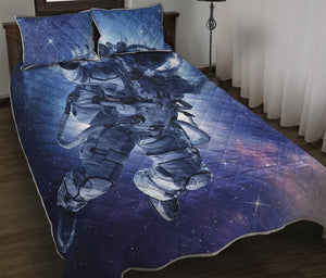 Astronaut On Space Mission Print Quilt Bed Set