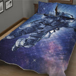 Astronaut On Space Mission Print Quilt Bed Set