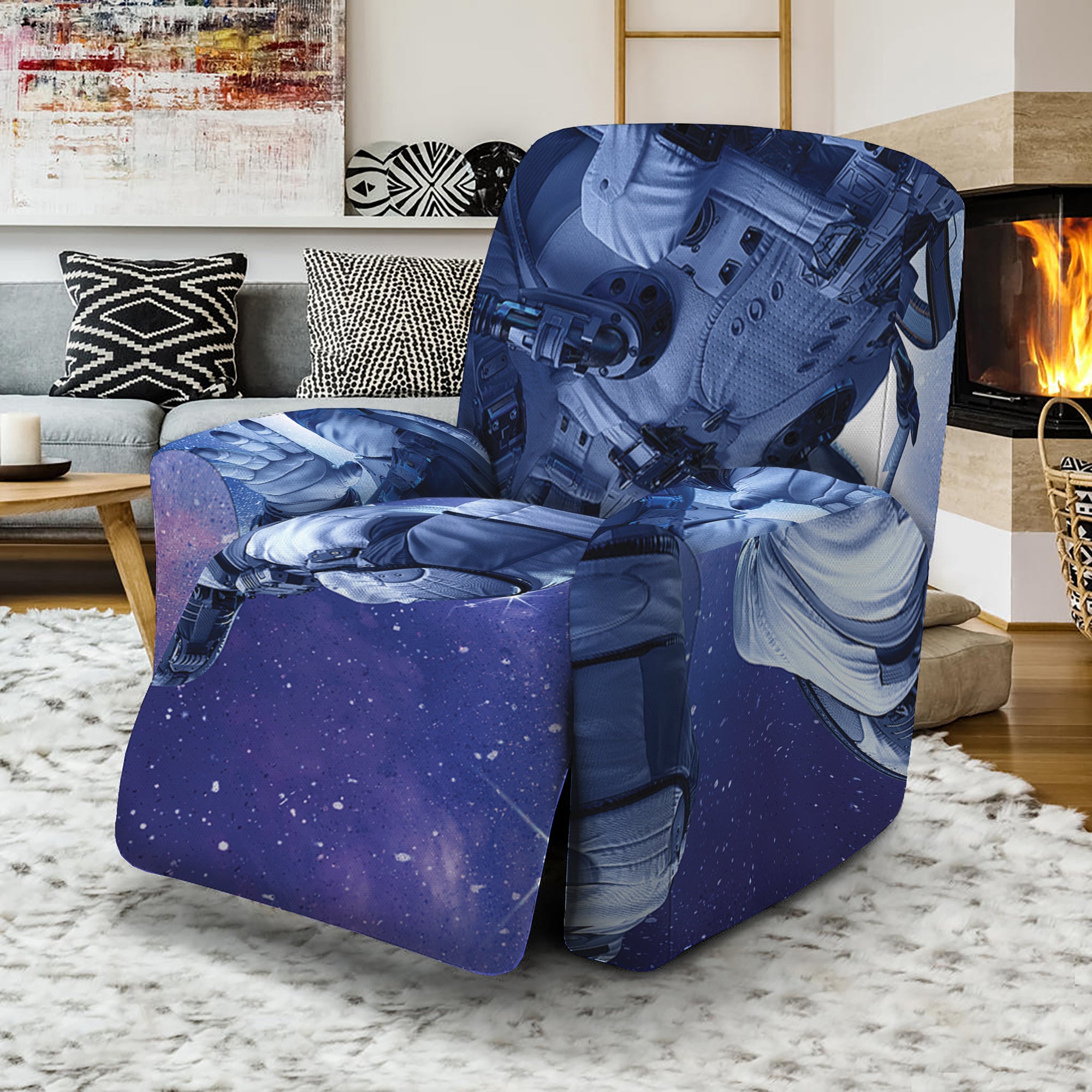 Astronaut On Space Mission Print Recliner Slipcover