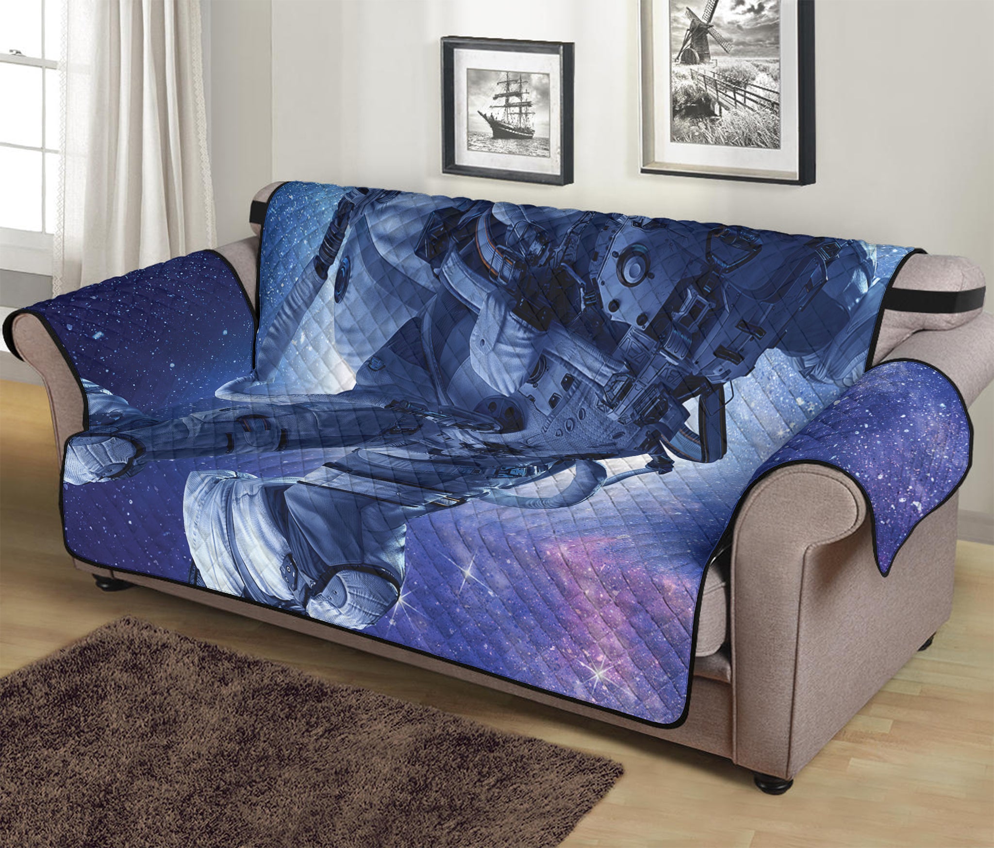 Astronaut On Space Mission Print Sofa Protector