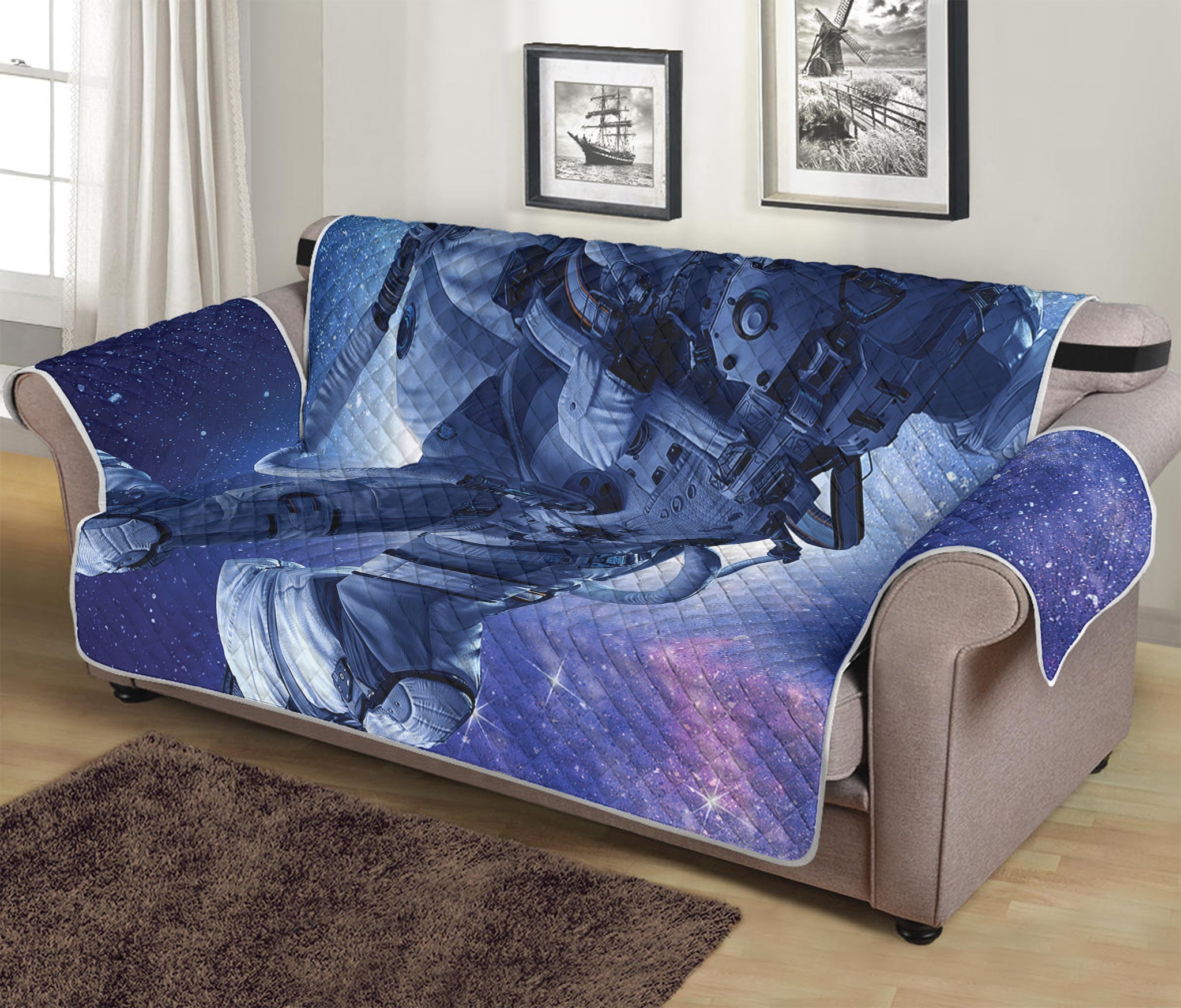 Astronaut On Space Mission Print Sofa Protector