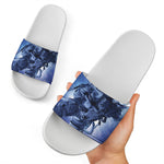 Astronaut On Space Mission Print White Slide Sandals