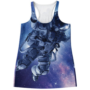 Astronaut On Space Mission Print Women's Racerback Tank Top