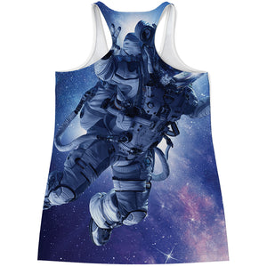 Astronaut On Space Mission Print Women's Racerback Tank Top