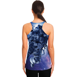 Astronaut On Space Mission Print Women's Racerback Tank Top