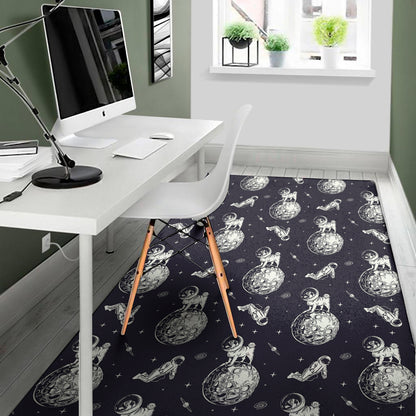 Astronaut Pug In Space Pattern Print Area Rug