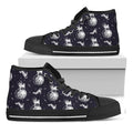Astronaut Pug In Space Pattern Print Black High Top Sneakers
