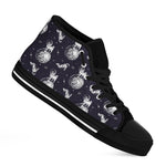 Astronaut Pug In Space Pattern Print Black High Top Shoes