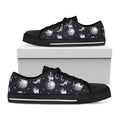 Astronaut Pug In Space Pattern Print Black Low Top Sneakers