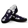 Astronaut Pug In Space Pattern Print Black Slip On Sneakers