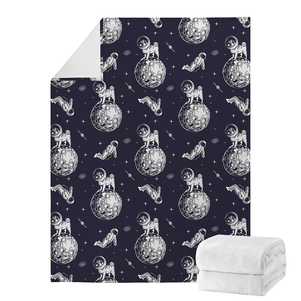 Astronaut Pug In Space Pattern Print Blanket