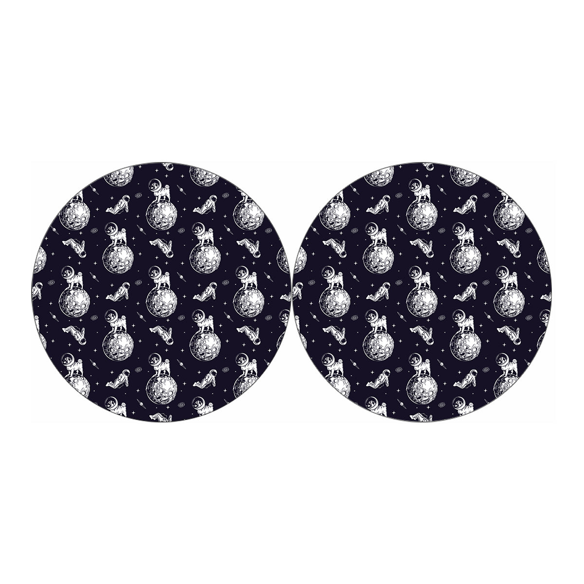 Astronaut Pug In Space Pattern Print Car Coasters