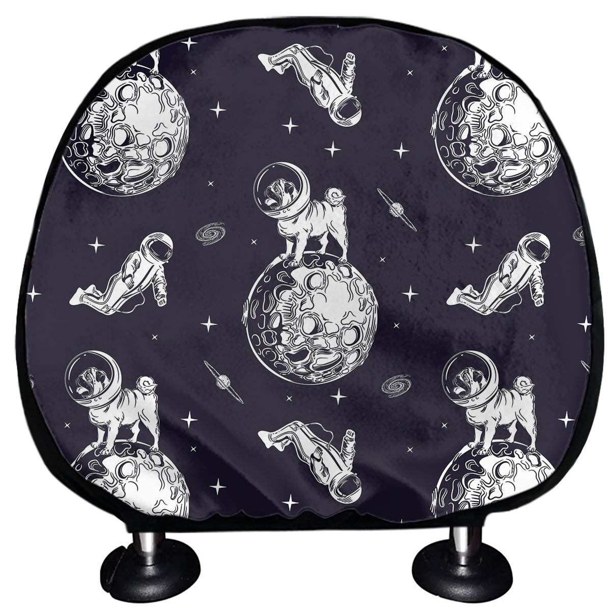 Astronaut Pug In Space Pattern Print Car Headrest Covers