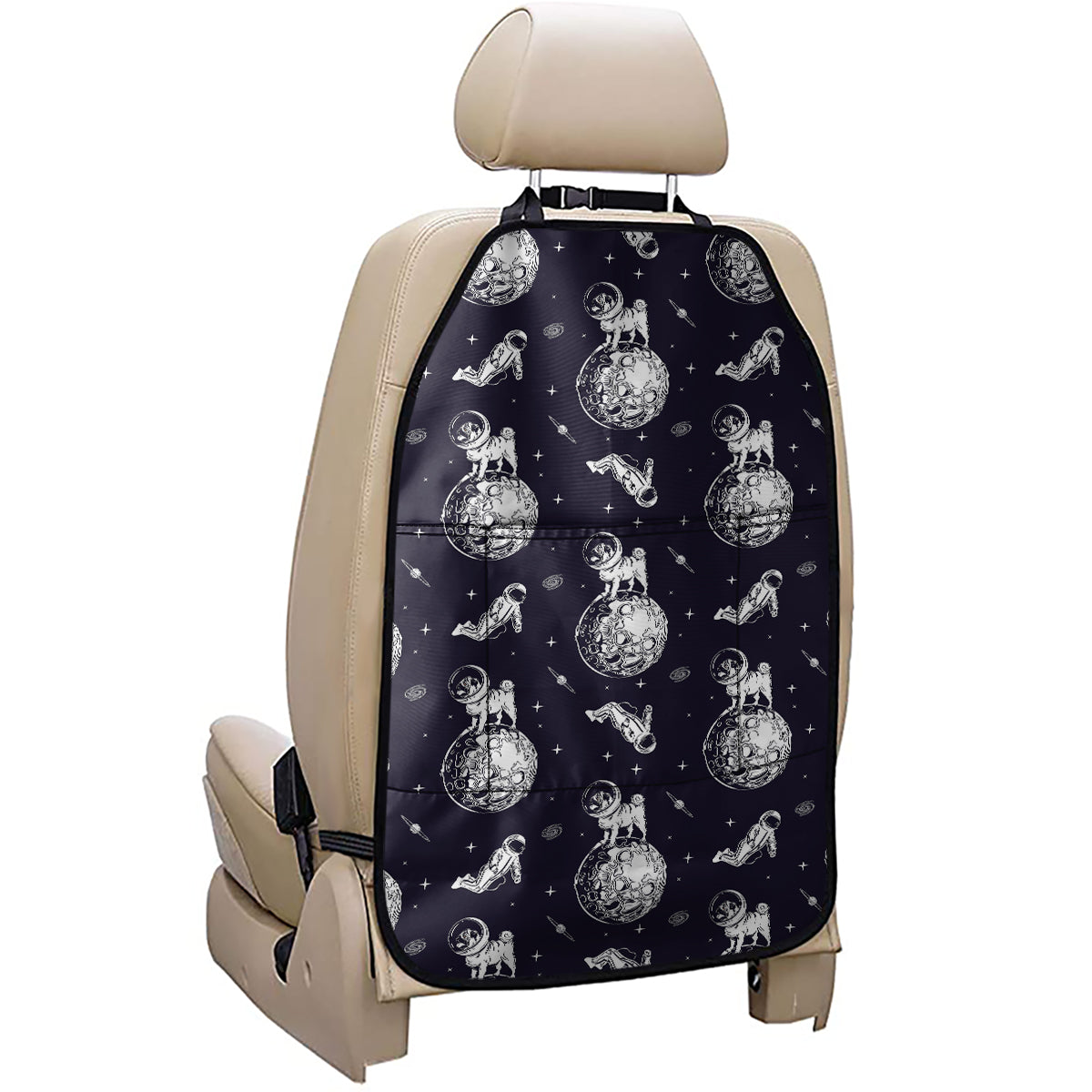 Astronaut Pug In Space Pattern Print Car Seat Organizers