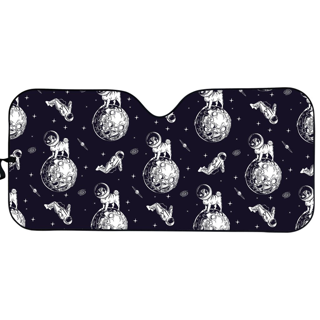 Astronaut Pug In Space Pattern Print Car Sun Shade