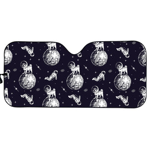 Astronaut Pug In Space Pattern Print Car Sun Shade