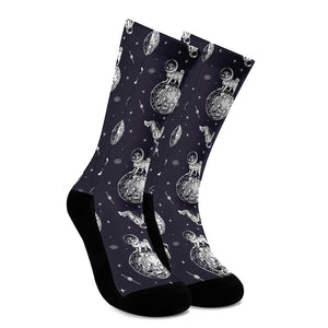 Astronaut Pug In Space Pattern Print Crew Socks