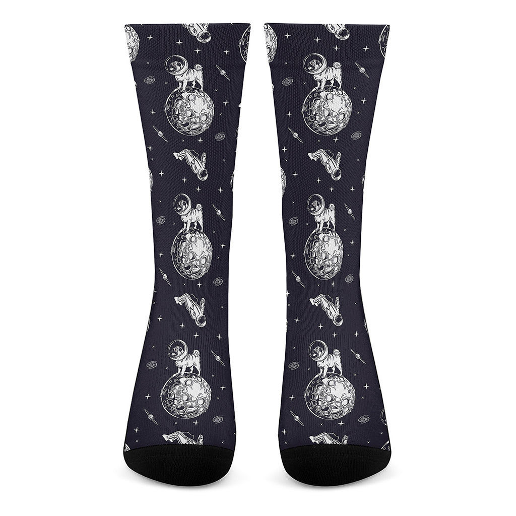 Astronaut Pug In Space Pattern Print Crew Socks