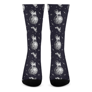 Astronaut Pug In Space Pattern Print Crew Socks