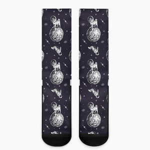 Astronaut Pug In Space Pattern Print Crew Socks