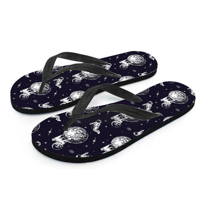 Astronaut Pug In Space Pattern Print Flip Flops